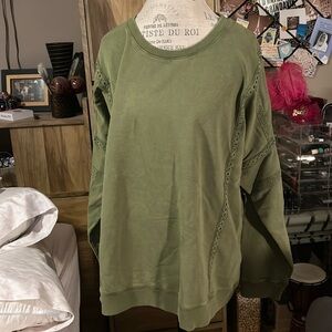Canyon Retreat Green Eyelet Sweatshirt - XL NWT